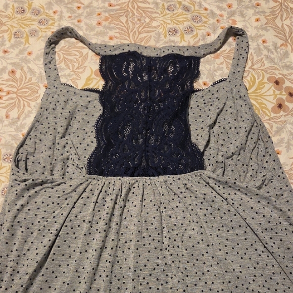 Soma Gray & Blue Lace Pajama Top - Picture 5 of 6